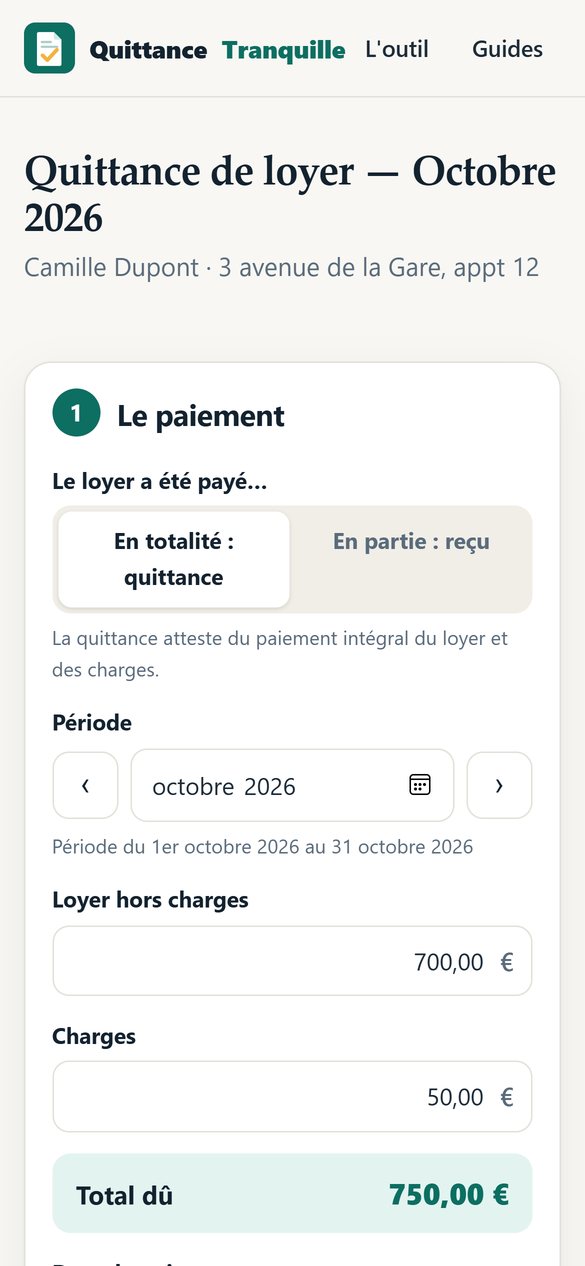 Quittance du mois pré-remplie