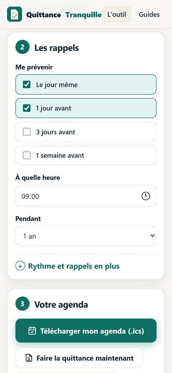 Choix des rappels d'agenda